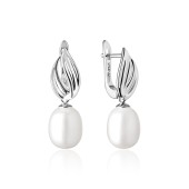 Cercei argint cu perle naturale albe si tortite DiAmanti SK21218EL_W-G